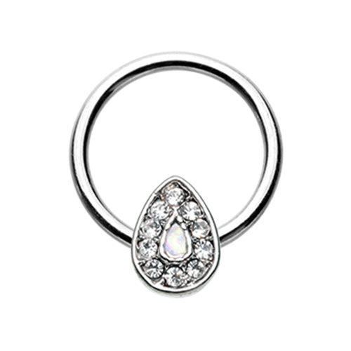 Silver & Rose Gold Glitter Opal Avice Steel Captive Bead Ring-WildKlass Jewelry