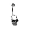 Golden & Silver Skull Head WildKlass Belly Button Ring-WildKlass Jewelry
