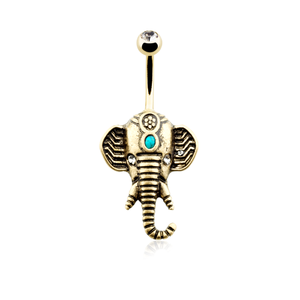 Golden Supreme Ganesha Elephant WildKlass Belly Button Ring-WildKlass Jewelry