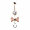 Golden & Rose Gold & Silver Dainty Bow Tie Gem Sparkle Belly Button Ring-WildKlass Jewelry