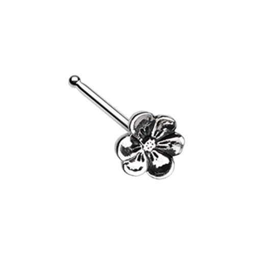 Golden & Silver Hellebore Floral L-Shape & Stud Nose Ring-WildKlass Jewelry