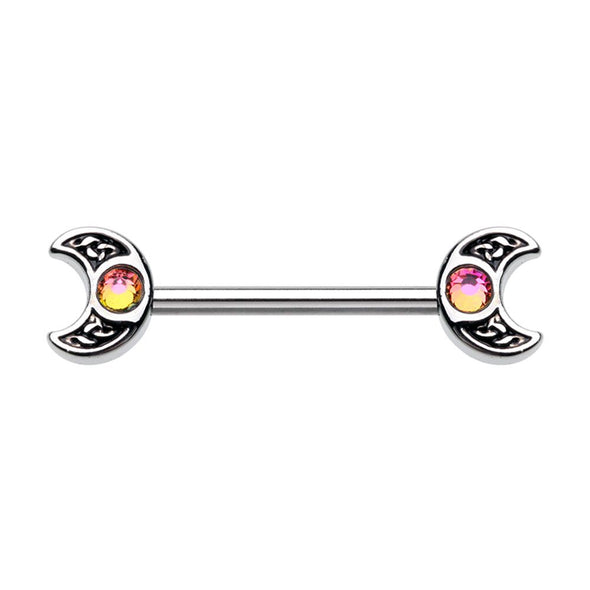 WILDKLASS Treasure Celtic Moon Nipple Barbell Ring-WildKlass Jewelry
