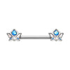 Golden & Silver Namaste Lotus Flower Nipple Barbell Ring-WildKlass Jewelry