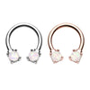 Rose Gold & Silver Prong Set Opal Glitter Horseshoe Circular Barbell-WildKlass Jewelry