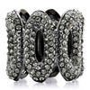 1W033 Ruthenium Brass Ring with Top Grade Crystal in Black Diamond-WildKlass Jewelry