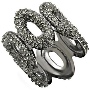 1W033 Ruthenium Brass Ring with Top Grade Crystal in Black Diamond-WildKlass Jewelry