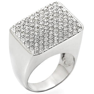 1W035 Rhodium Brass Ring with Top Grade Crystal in Clear-WildKlass Jewelry