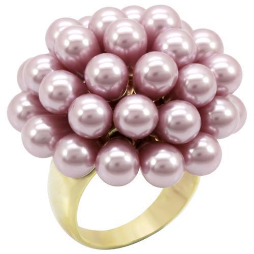 1W051 Gold Brass Ring with Synthetic in Light Amethyst-WildKlass Jewelry