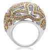 1W095 Reverse Two-Tone Brass Ring with AAA Grade CZ in Topaz-WildKlass Jewelry