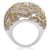 1W095 Reverse Two-Tone Brass Ring with AAA Grade CZ in Topaz-WildKlass Jewelry