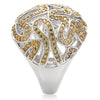 1W095 Reverse Two-Tone Brass Ring with AAA Grade CZ in Topaz-WildKlass Jewelry