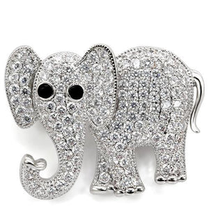 1W125 Imitation Rhodium Brass Brooches with AAA Grade CZ in Black Diamond-WildKlass Jewelry