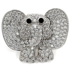 1W126 Imitation Rhodium Brass Brooches with AAA Grade CZ in Black Diamond-WildKlass Jewelry
