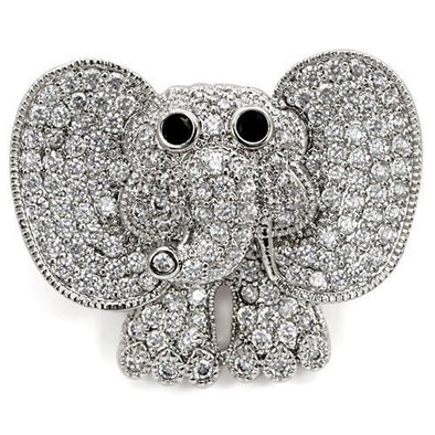 1W126 Imitation Rhodium Brass Brooches with AAA Grade CZ in Black Diamond-WildKlass Jewelry