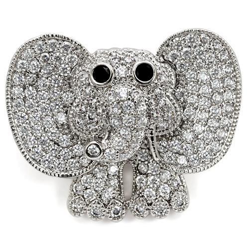 1W126 Imitation Rhodium Brass Brooches with AAA Grade CZ in Black Diamond-WildKlass Jewelry