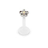 WildKlass 6 Gem Flower Top Flexible Shaft Labret Monroe Studs-WildKlass Jewelry