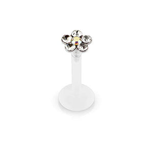WildKlass 6 Gem Flower Top Flexible Shaft Labret Monroe Studs-WildKlass Jewelry