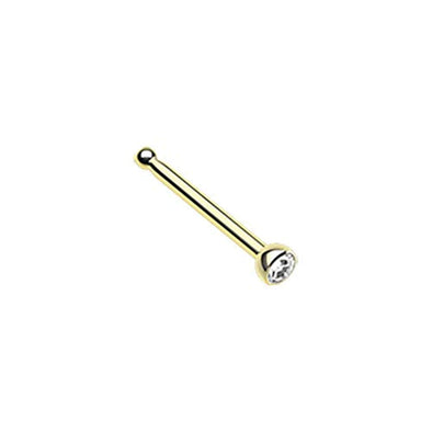 Golden Press Fit Gem Top Steel WildKlass Nose Stud Ring-WildKlass Jewelry