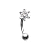 Silver & Golden Spring Flower Sparkle Multi Gem Curved Eyebrow Ring-WildKlass Jewelry