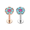 Rose Gold, Silver Gypsy Round Turquoise Top Steel Labret-WildKlass Jewelry