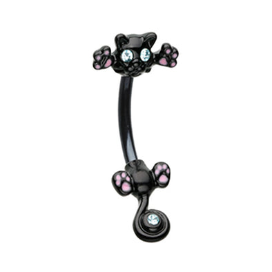 Black & Golden Just Kittying Around Belly Button Ring-WildKlass Jewelry