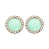 Silver, Golden, Rose Gold, Teal Round Crown Faceted Jeweled Combo Ear Stud Earrings-WildKlass Jewelry