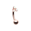 Black, Rose Gold, Gold, Silver Triple Opal Cluster Curved Barbell Eyebrow Ring-WildKlass Jewelry