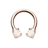 Rose Gold & Silver Prong Set Opal Glitter Horseshoe Circular Barbell-WildKlass Jewelry