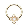 Golden & Silver Blazing Glitter Opal Sun Steel Captive Bead Ring-WildKlass Jewelry