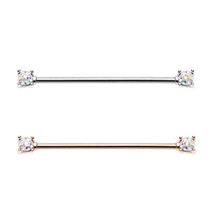 Rose Gold & Silver Sprinkle-Dot Double Prong Industrial Barbell-WildKlass Jewelry