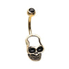 Golden & Silver Skull Head WildKlass Belly Button Ring-WildKlass Jewelry