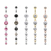 Silver & Golden & Rose Gold Crystalline Droplets Fall Belly Button Ring-WildKlass Jewelry