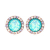 Silver, Golden, Rose Gold, Teal Round Crown Faceted Jeweled Combo Ear Stud Earrings-WildKlass Jewelry