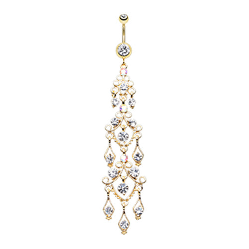 Golden & Silver Majestic Chandelier Belly Button Ring-WildKlass Jewelry