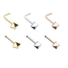 Golden & Rose Gold & Silver Pyramid L-Shape & Stud Nose Ring-WildKlass Jewelry