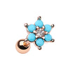 Rose Gold & Silver Turquoise Spring Flower Sparkle Cartilage Tragus Earring-WildKlass Jewelry