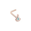Gold, Rose Gold, Silver Bollywood Glitter L-Shape & Stud Nose Ring-WildKlass Jewelry