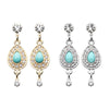 Gold, Silver CZ Dangle Avice Turquoise Multi-Gem Ear Stud Earrings-WildKlass Jewelry