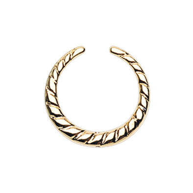 Gold & Silver & Rose Gold Rope Textured Septum Retainer Ring-WildKlass Jewelry