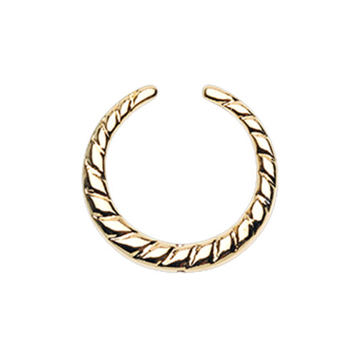 Gold & Silver & Rose Gold Rope Textured Septum Retainer Ring-WildKlass Jewelry