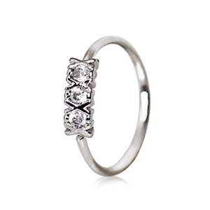 316L Stainless Steel Synthetic Triple CZ WildKlass Cartilage Earring/Nose Hoop Ring-WildKlass Jewelry