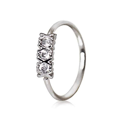 316L Stainless Steel Synthetic Triple CZ WildKlass Cartilage Earring/Nose Hoop Ring-WildKlass Jewelry