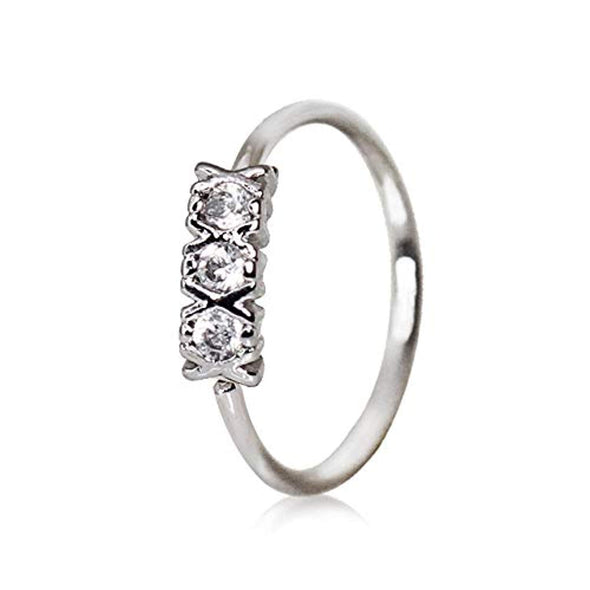 316L Stainless Steel Synthetic Triple CZ WildKlass Cartilage Earring/Nose Hoop Ring-WildKlass Jewelry