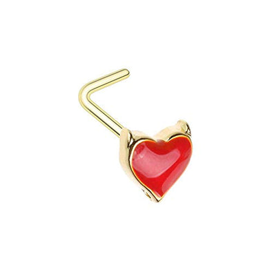 WILDKLASS Golden Devil's Heart L-Shape Nose Ring-WildKlass Jewelry