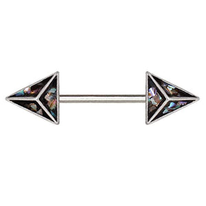 316L Stainless Steel 3D Triangle Abalone WildKlass Nipple Bar-WildKlass Jewelry