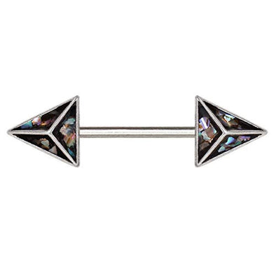 316L Stainless Steel 3D Triangle Abalone WildKlass Nipple Bar-WildKlass Jewelry