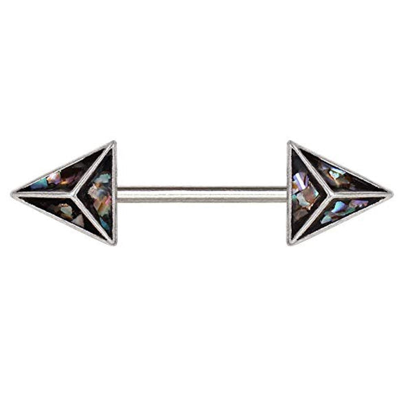 316L Stainless Steel 3D Triangle Abalone WildKlass Nipple Bar-WildKlass Jewelry