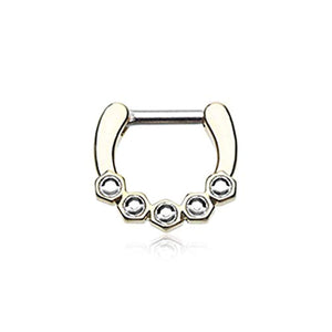 Golden Hexa Gemina Sparkle WildKlass Septum Clicker-WildKlass Jewelry