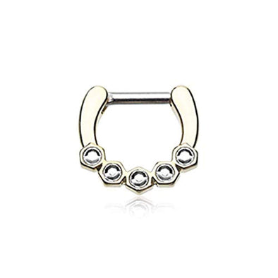Golden Hexa Gemina Sparkle WildKlass Septum Clicker-WildKlass Jewelry