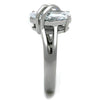 WildKlass Stainless Steel Solitaire Ring High Polished (no Plating) Women AAA Grade CZ Clear-WildKlass Jewelry